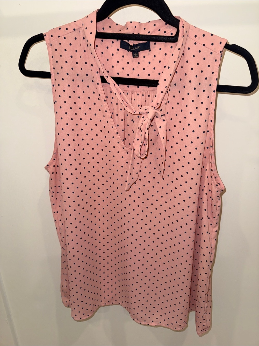Eclair Pink Polka Dot Tie-Neck Sleeveless Camisole
